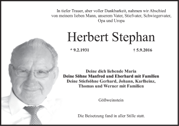 Anzeige von Herbert Stephan von MGO