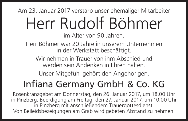  Traueranzeige für Rudolf Böhmer vom 26.01.2017 aus MGO