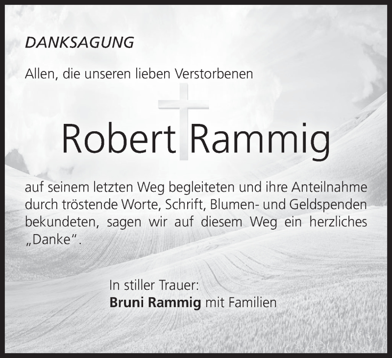  Traueranzeige für Robert Rammig vom 14.01.2017 aus MGO