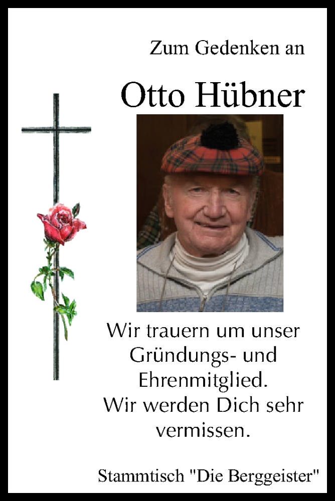  Traueranzeige für Otto Hübner vom 09.01.2017 aus MGO