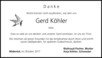 Anzeige von Gerd Köhler von MGO
