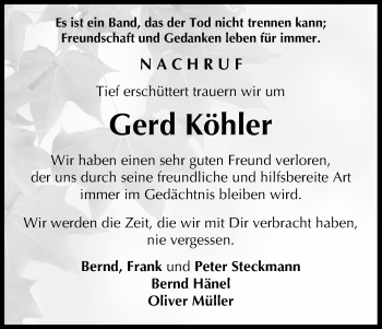 Anzeige von Gerd Köhler von MGO