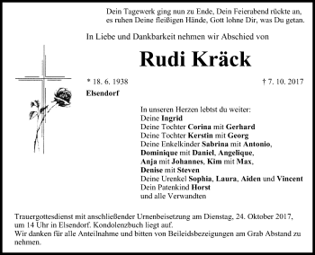 Anzeige von Rudi Kräck von MGO