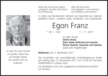 Anzeige von Egon Franz von MGO