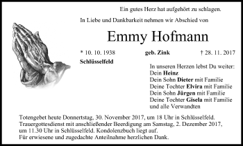 Anzeige von Emmy Hofmann von MGO