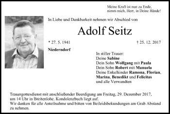 Anzeige von Adolf Seitz von MGO