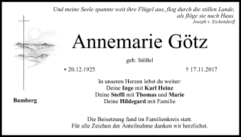 Anzeige von Annemarie Götz von MGO