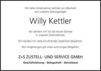 Anzeige von Willy Kettler von MGO
