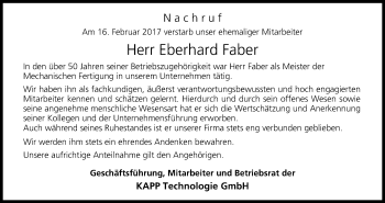 Anzeige von Eberhard Faber von MGO