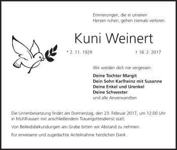 Anzeige von Kuni Weinert von MGO