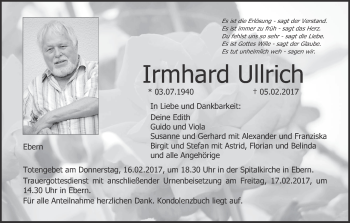 Anzeige von Irmhard Ullrich von MGO