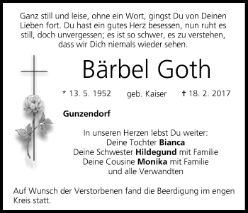 Anzeige von Bärbel Goth von MGO