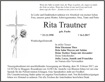 Anzeige von Rita Trautner von MGO