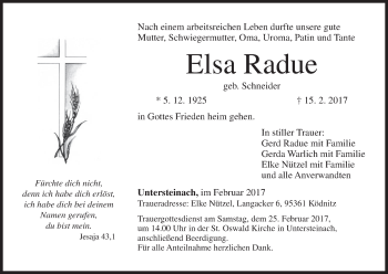 Anzeige von Elsa Radue von MGO