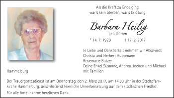 Anzeige von Barbara Heilig von MGO