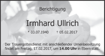 Anzeige von Irmhard Ullrich von MGO