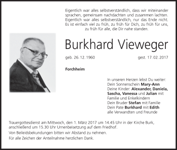 Anzeige von Burkhard Vieweger von MGO