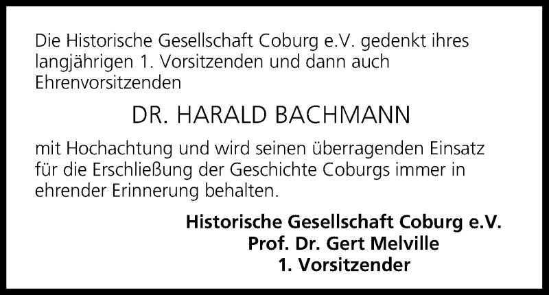  Traueranzeige für Harald Bachmann vom 27.02.2017 aus MGO