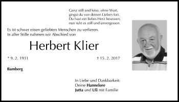 Anzeige von Herbert Klier von MGO