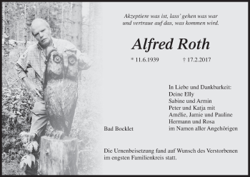 Anzeige von Alfred Roth von MGO