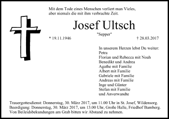 Traueranzeige von Josef Ultsch