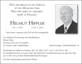Anzeige von Helmut Hippler von MGO