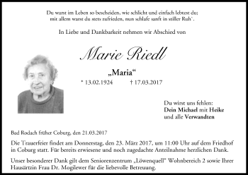 Anzeige von Marie Riedl von MGO