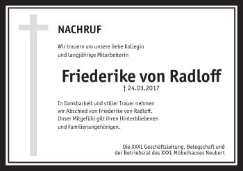 Anzeige von Friederike von Radloff von MGO