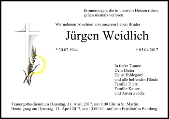 Traueranzeige von Jürgen Weidlich