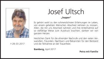 Traueranzeige von Josef Ultsch