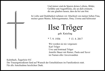 Anzeige von Ilse Tröger von MGO