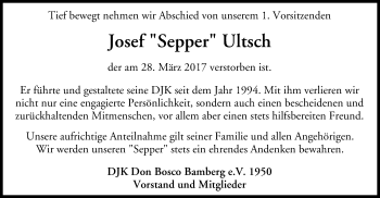 Traueranzeige von Josef Ultsch