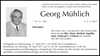 Anzeige von Georg Mühlich von MGO