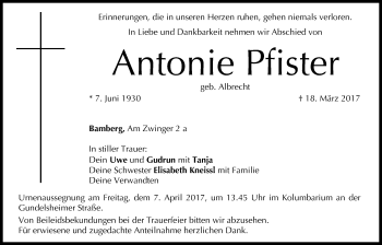 Anzeige von Antonie Pfister von MGO