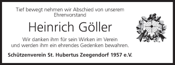 Anzeige von Heinrich Göller von MGO