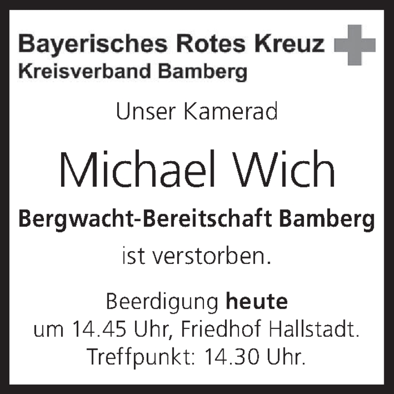  Traueranzeige für Michael Wich vom 11.04.2017 aus MGO