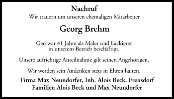 Anzeige von Georg Brehm von MGO