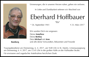 Traueranzeige von Eberhard Hoffbauer