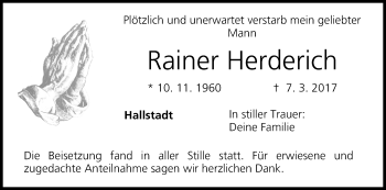 Traueranzeige von Rainer Herderich