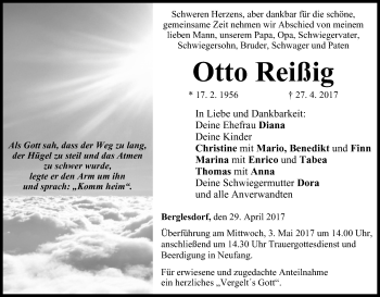 Anzeige von Otto Reißig von MGO