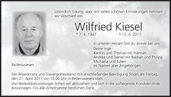 Anzeige von Wilfried Kiesel von MGO