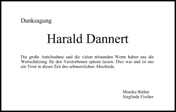 Traueranzeige von Harald Dannert