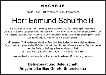 Anzeige von Edmund Schultheiß von MGO