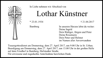 Traueranzeige von Lothar Künstner