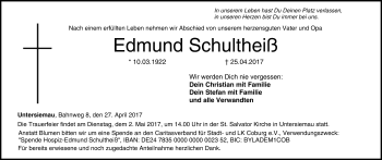 Anzeige von Edmund Schultheiß von MGO