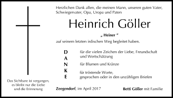 Anzeige von Heinrich Göller von MGO