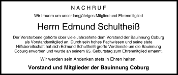 Anzeige von Edmund Schultheiß von MGO