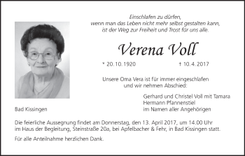 Anzeige von Verena Voll von MGO