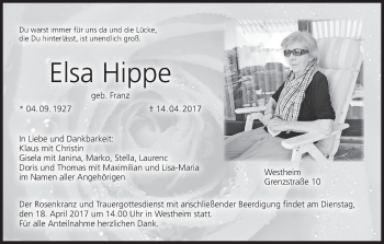 Anzeige von Elsa Hippe von MGO