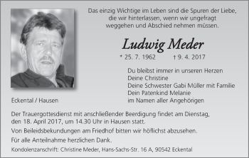 Anzeige von Ludwig Meder von MGO